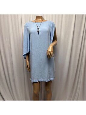 H and M Mini Dress Womens Size 6 Blue Draped Slit Sleeve Sexy Lightweight Party